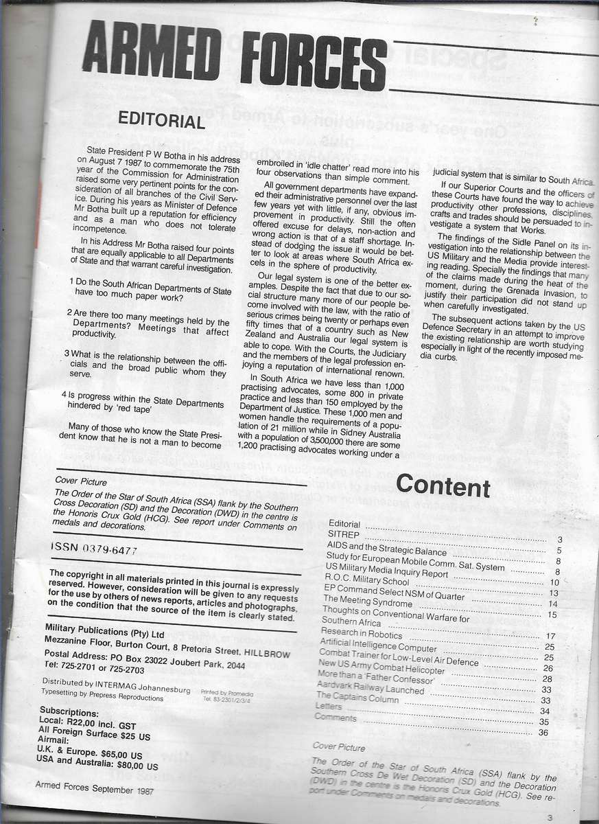 ARMED FORCES- SEPTEMBER 1987