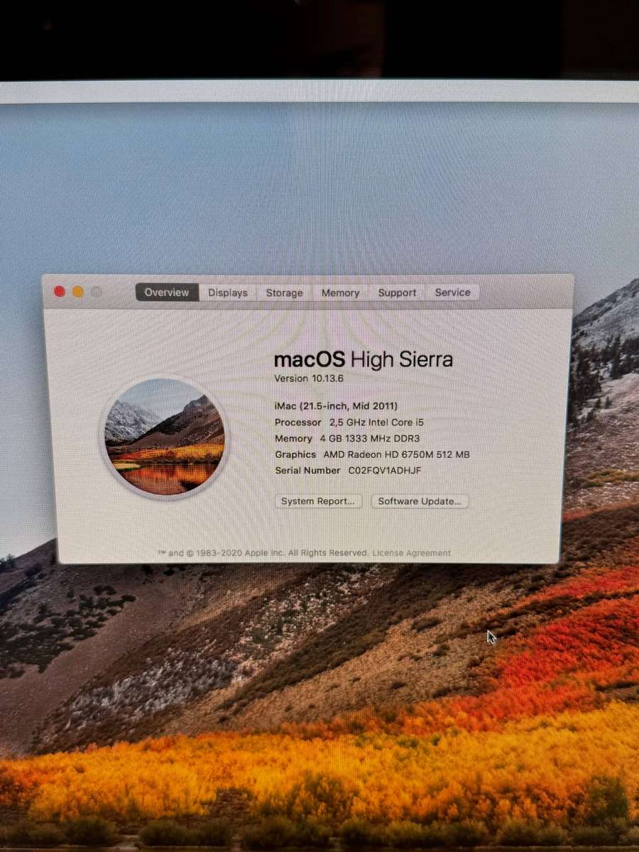 Apple iMac 21.5" 2011, Intel Core i5, 500Gb HDD, 4gb Ram, 2.5GHz, AMD Radeon HD 6750M Graphics