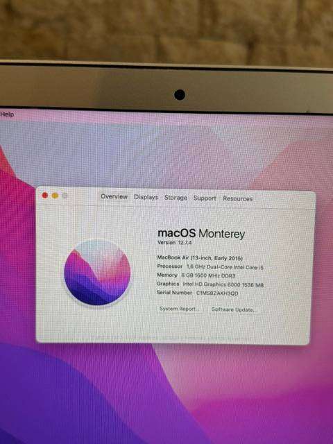 MacBook Air 13 inch EARLY 2015 1.6GHz, INTEL Core i5 8GB RAM 256GB SSD