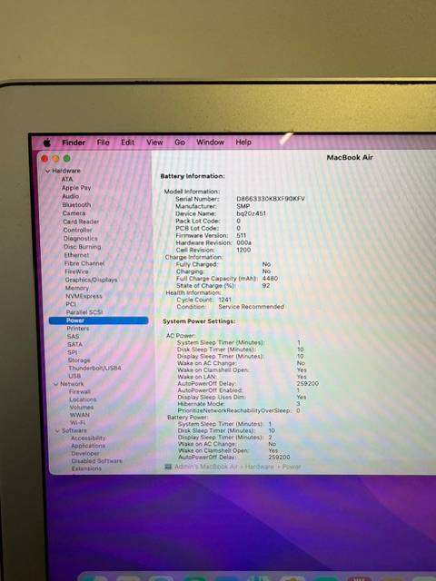 MacBook Air 13 inch EARLY 2015 1.6GHz, INTEL Core i5 8GB RAM 256GB SSD