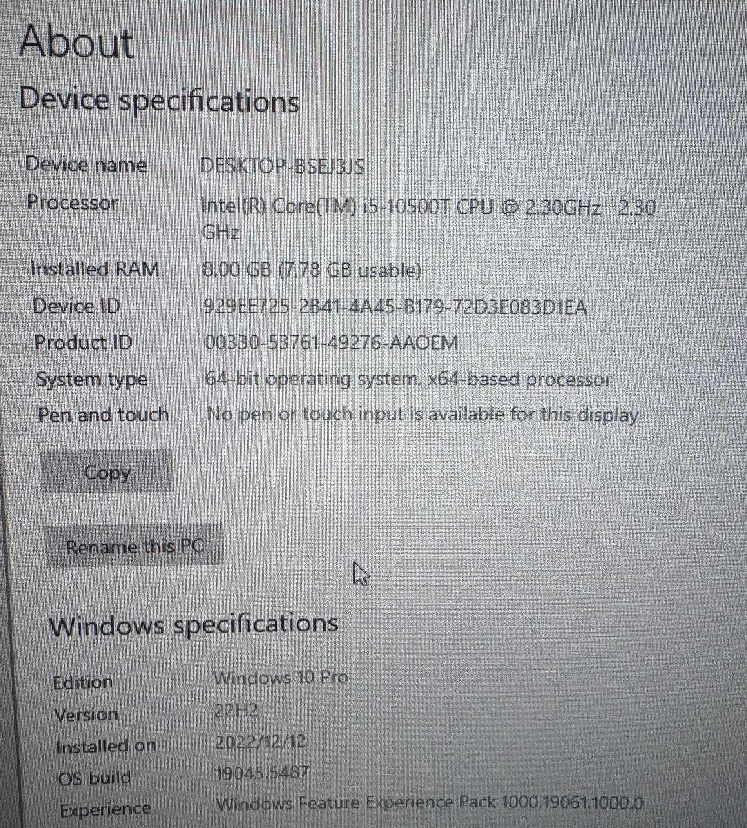 HP ProDesk 400 G6 Desktop Mini PC, Intel Core i5-10500T 2.3GHz ,8GB DDR4 RAM, 256GB SSD