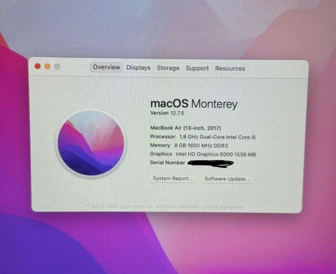 MacBook Air 13 inch 2017 1.8GHz i5 8GB RAM 128GB SSD NEW BATTERY, EXCELLENT CONDITION