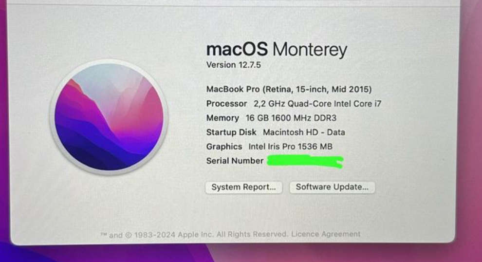 Apple MacBook Pro 15" Retina Mid 2015, Intel Core i7, 512gb SSD, 16gb Ram, 2.2GHz NEW BATTERY!!!!!