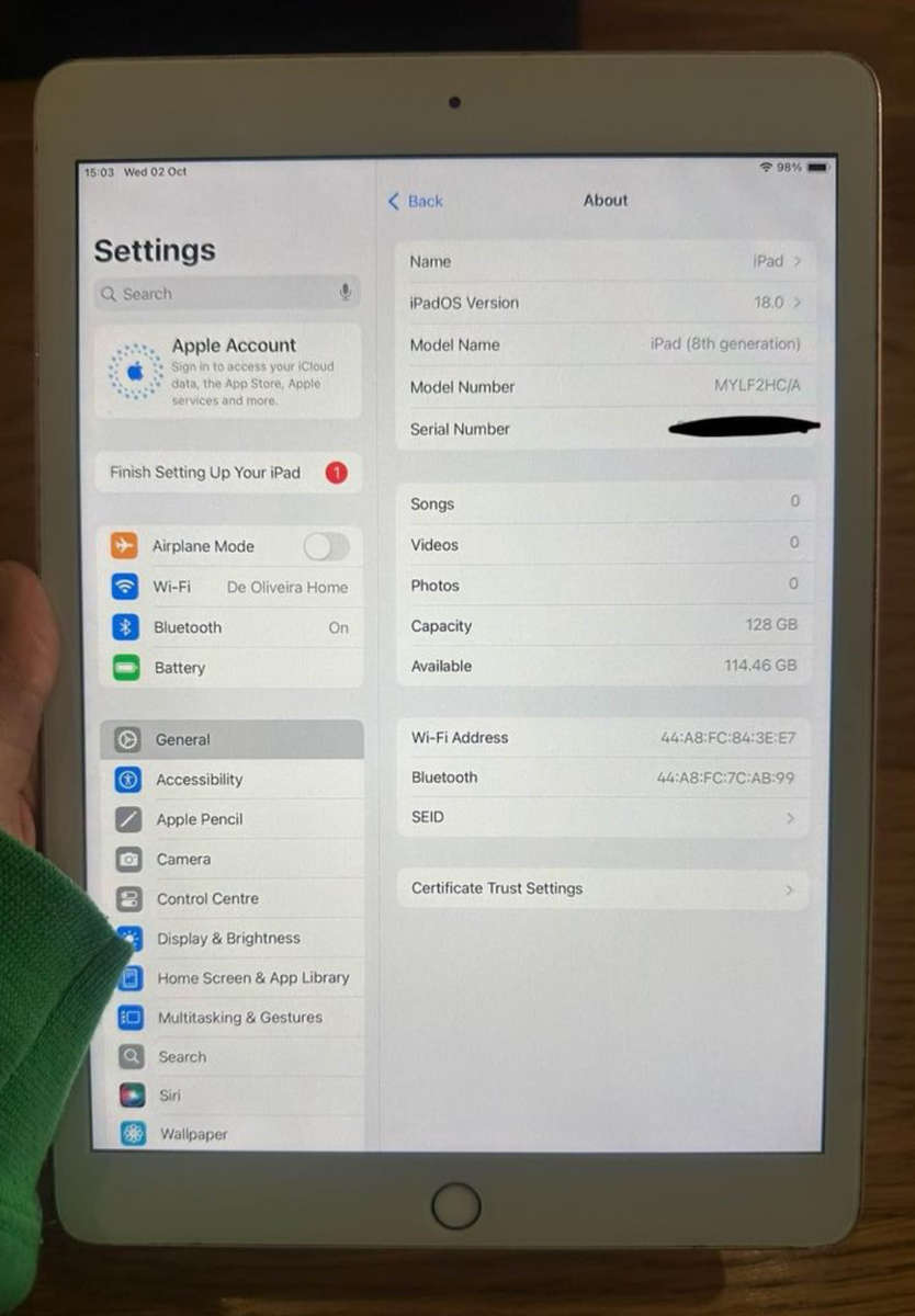 IPAD 8th GEN 128GB, WIFI , ROSE GOLD