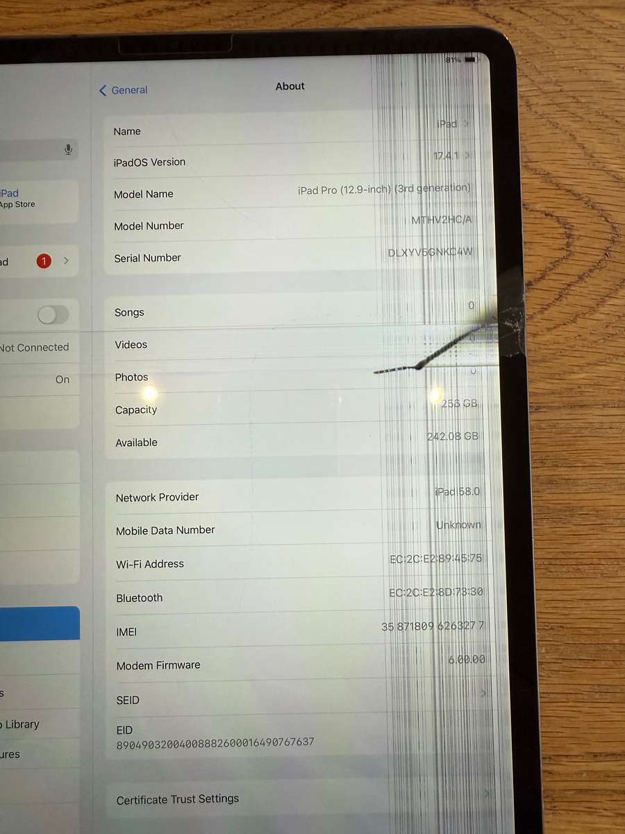 Apple iPad Pro 12.9-inch 3rd Generation 256GB WiFi & Cellular A1895