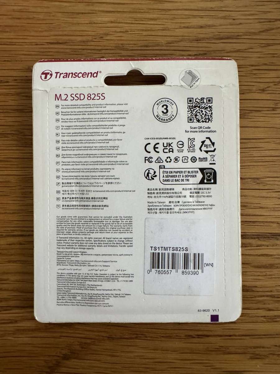 Transcend M.2 1TB SSD 825S SATA III 6Gb/s UNOPENED PACKAGE OLD NEW STOCK