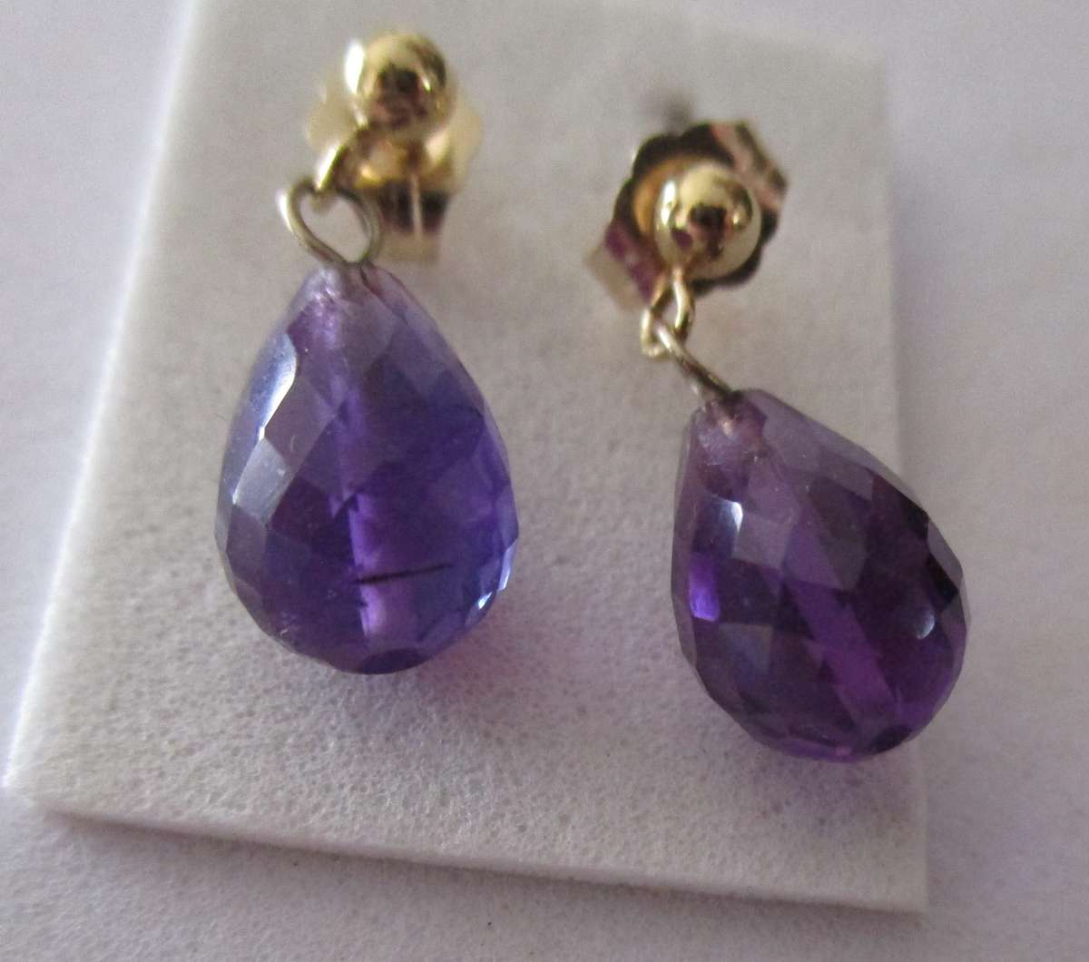 14ct Solid Yellow Gold and Amethyst Earrings