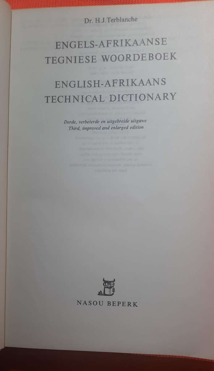 Engels - Afrikaans Tegniese Woordeboek