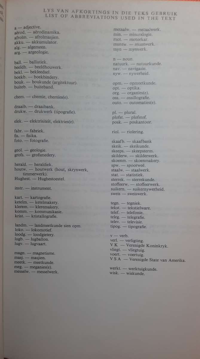Engels - Afrikaans Tegniese Woordeboek