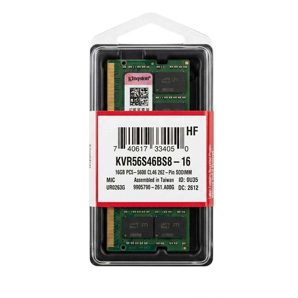 KINGSTON 16GB DDR5 5600MT/S SODIMM - Notebook Laptop Memory - KVR56S46BS8-16