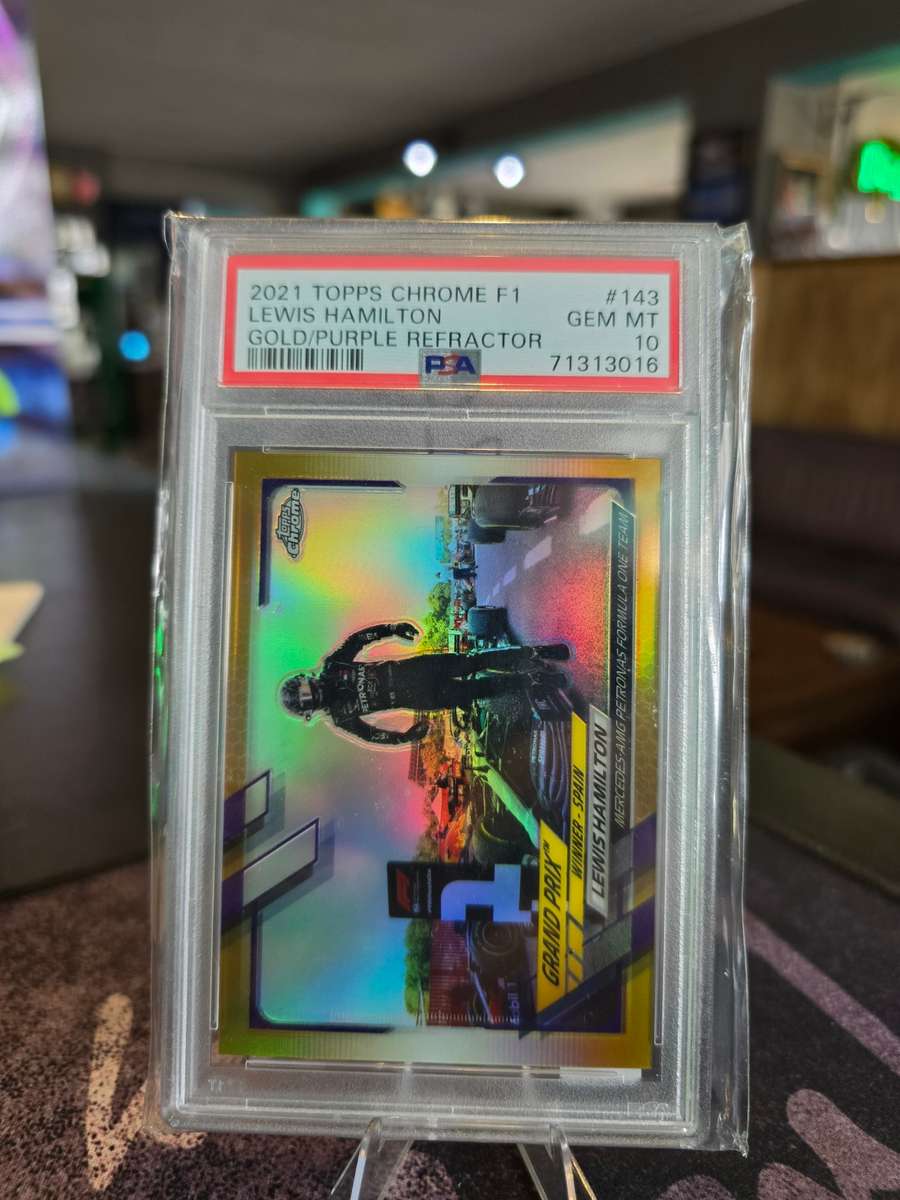 2021 Topps Chrome F1 Lewis Hamilton Gold/Purple Refractor PSA Gem MT 10