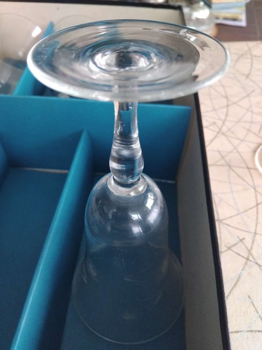 6 Vintage 1950s Etched Flower Crystal Champagne Wine Glasses In Original Box Mid Century