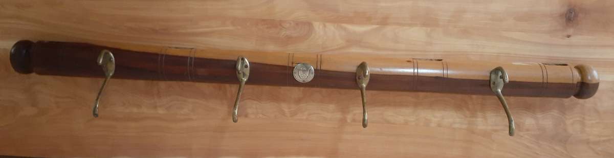 Rare Voortrekker Monument Inauguration Tambotie Coat Rack, dated 1949