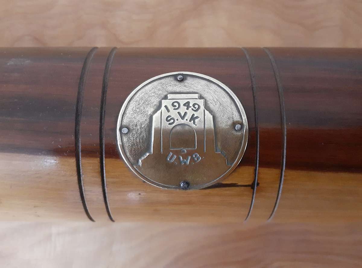 Rare Voortrekker Monument Inauguration Tambotie Coat Rack, dated 1949