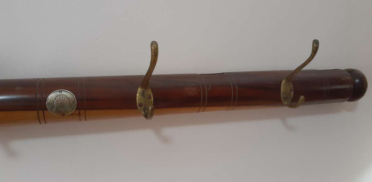 Rare Voortrekker Monument Inauguration Tambotie Coat Rack, dated 1949