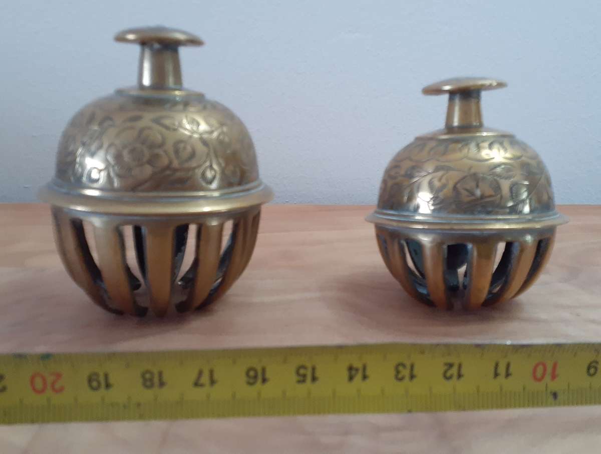 Two Antique Brass Indian Elephant "Claw Bells" c.1900