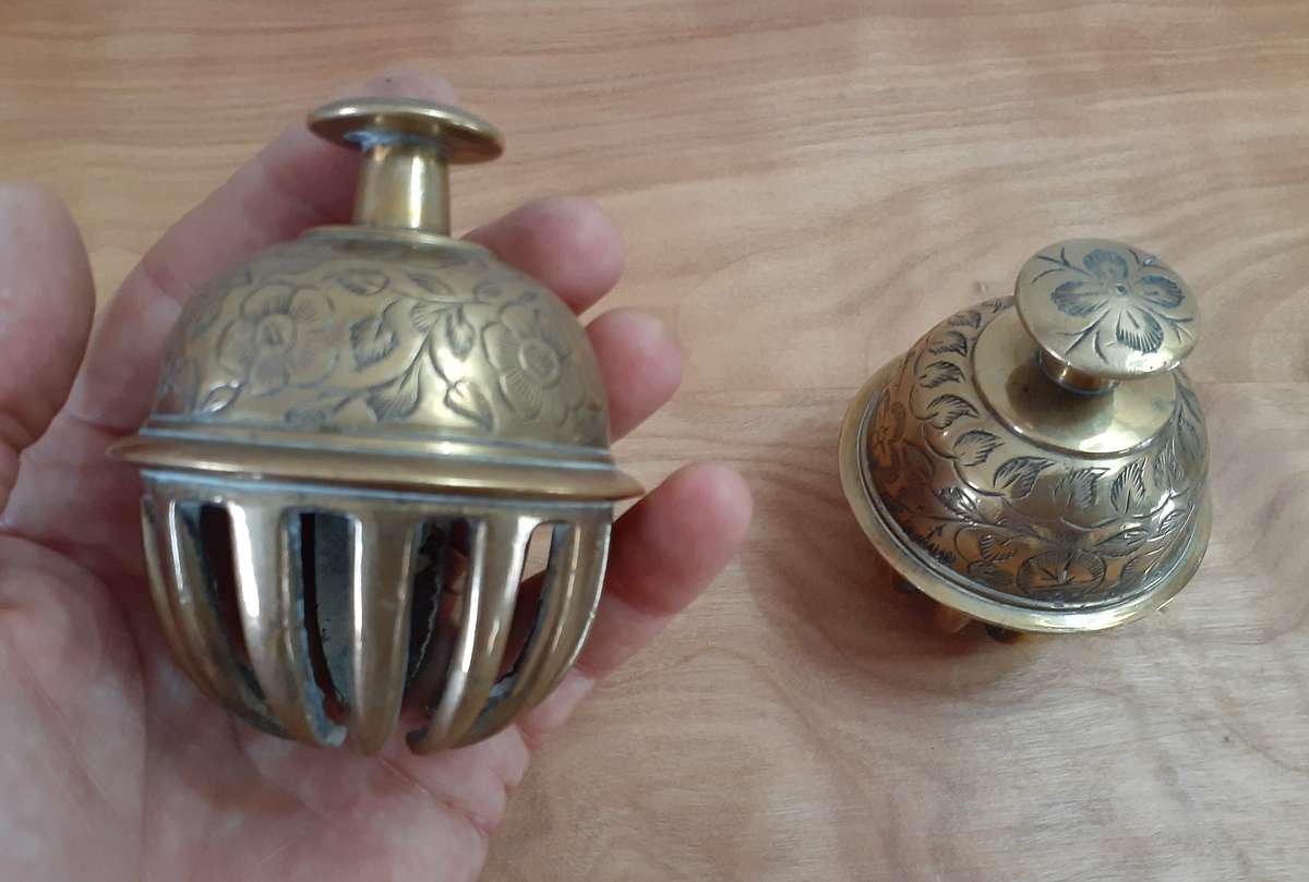 Two Antique Brass Indian Elephant "Claw Bells" c.1900