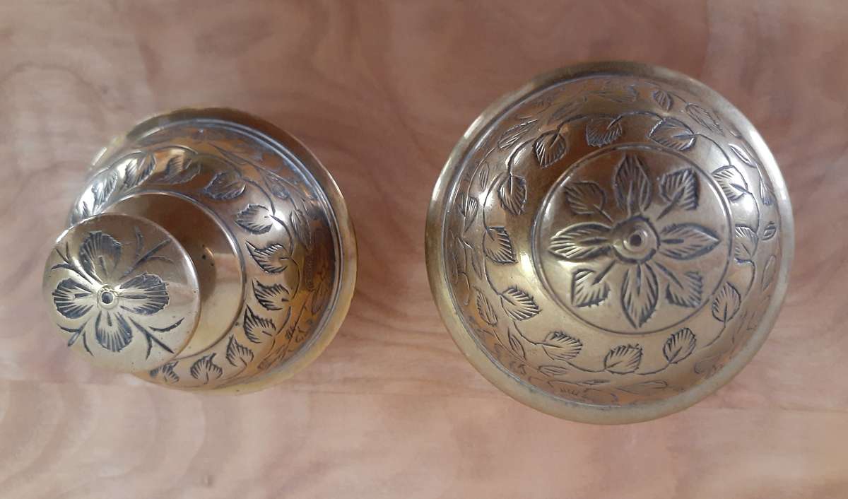 Two Antique Brass Indian Elephant "Claw Bells" c.1900