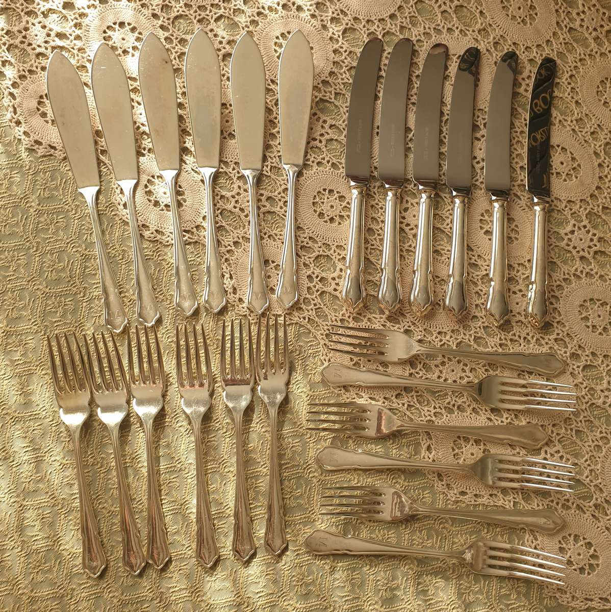 24 Piece | EPNS |  vintage cutlery set - 6 forks, 6 fish forks, 6 knives and 6 fish knives