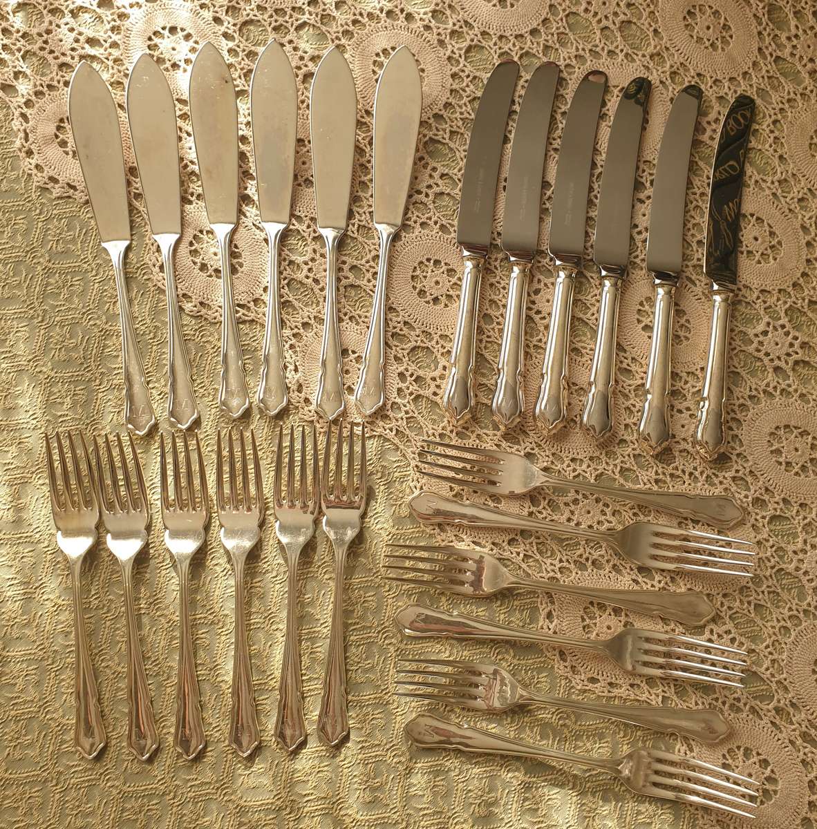 24 Piece | EPNS |  vintage cutlery set - 6 forks, 6 fish forks, 6 knives and 6 fish knives