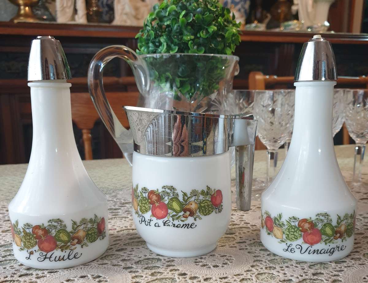 Vintage Gemco Spice of Life White Milk Glass SET