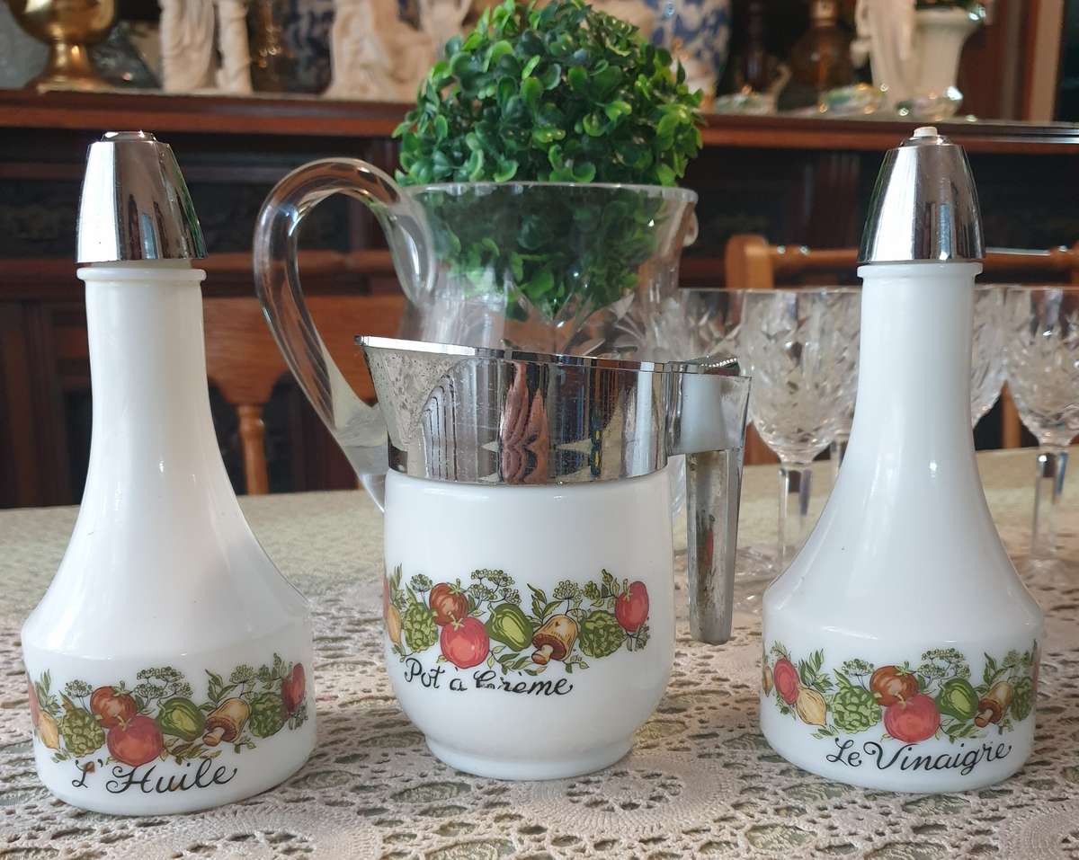 Vintage Gemco Spice of Life White Milk Glass SET