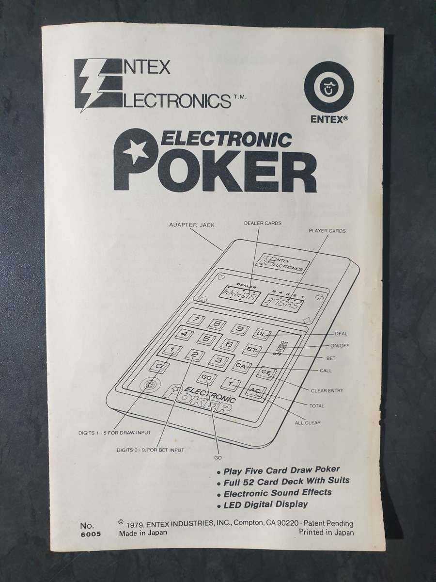 Entex Electronics Handheld Electronic Poker Game 1979 Vintage