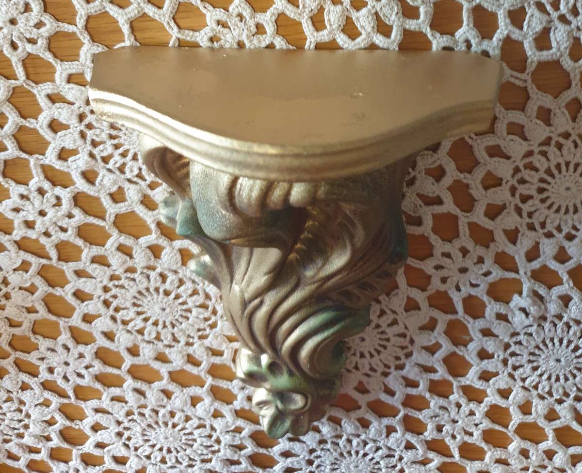Vintage Ceramic Gold Ornate Wall Shelf