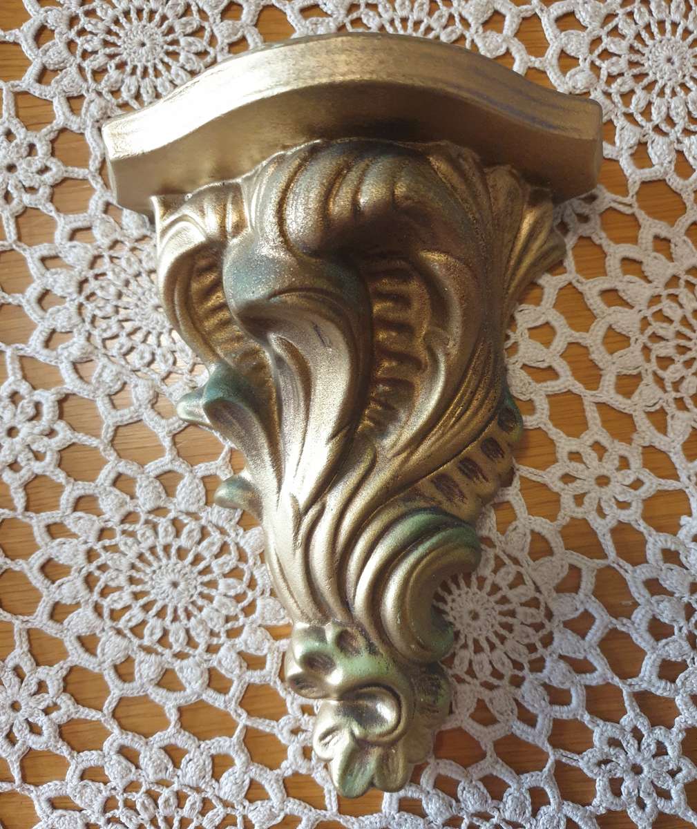 Vintage Ceramic Gold Ornate Wall Shelf