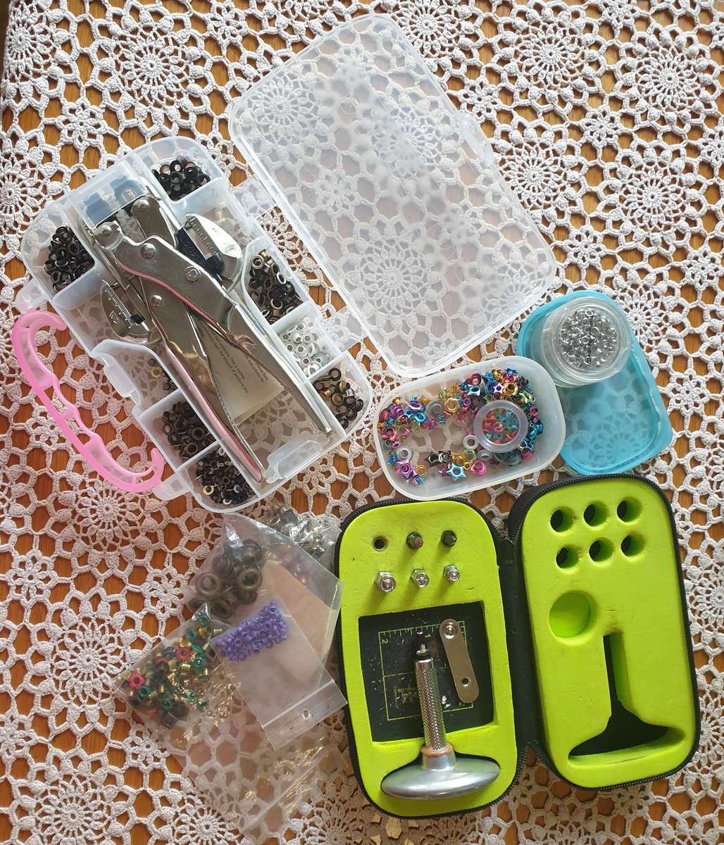 Crop-A-Dile Eyelet & Snap Punch Kit by We R Memory Keeper + extras