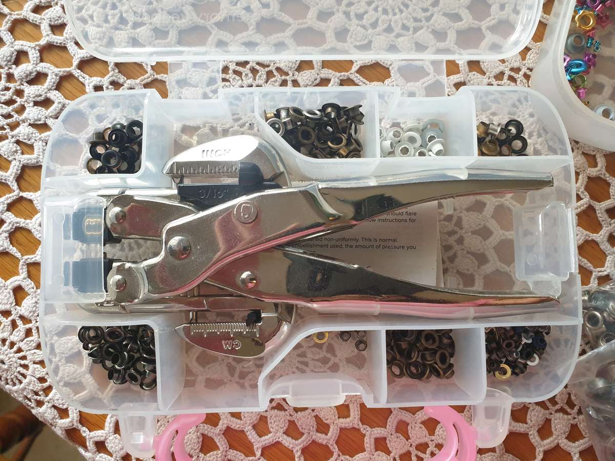 Crop-A-Dile Eyelet & Snap Punch Kit by We R Memory Keeper + extras