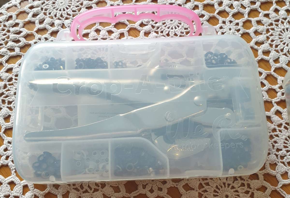 Crop-A-Dile Eyelet & Snap Punch Kit by We R Memory Keeper + extras