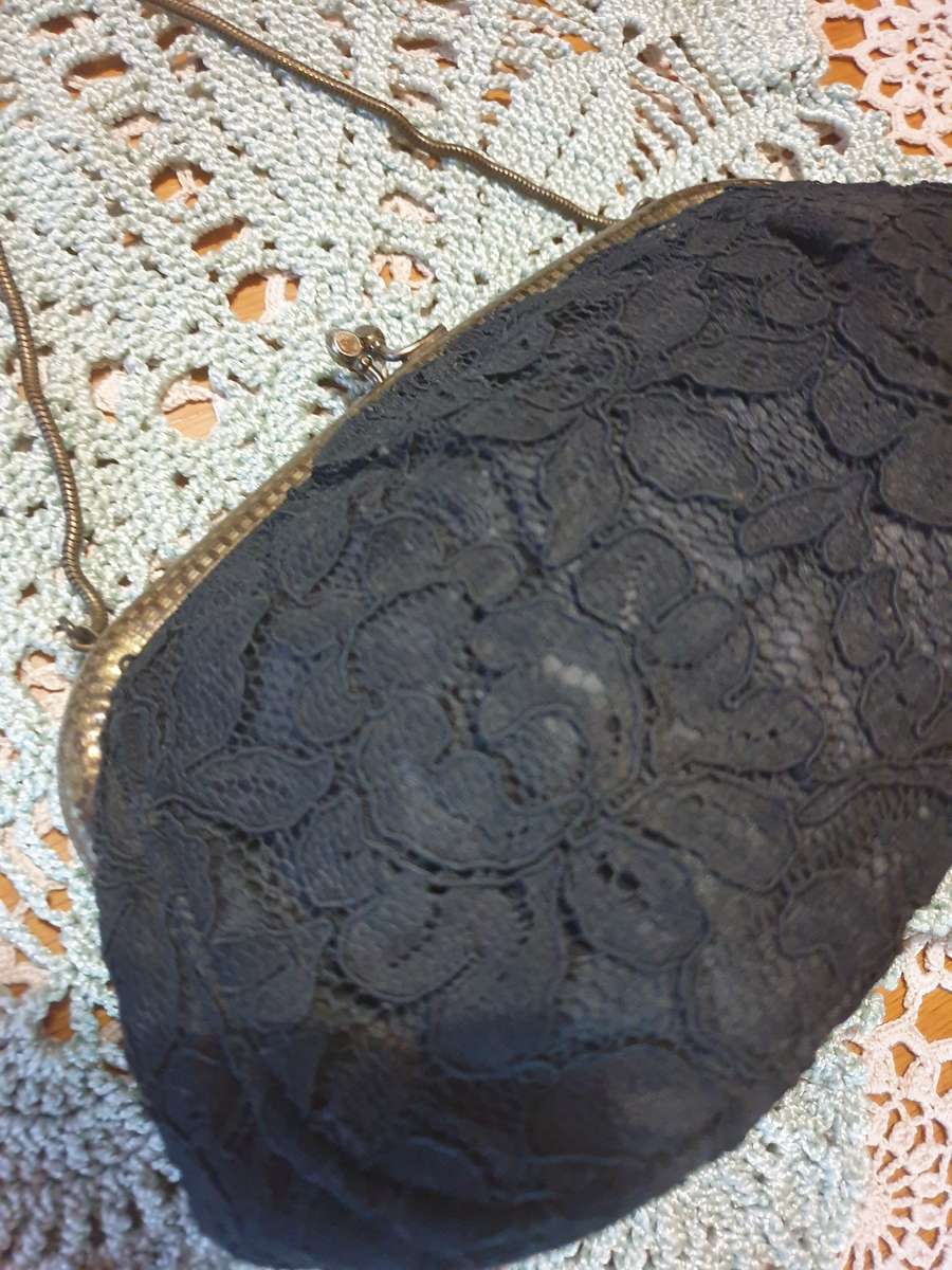 SMALL VINTAGE LACE BLACK BAG | CARLA |