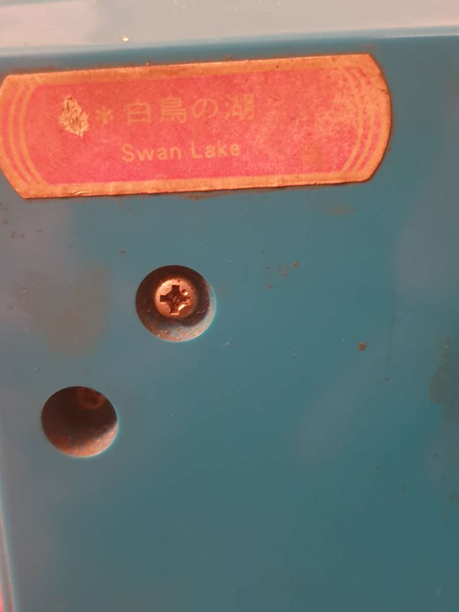 GINZA / RHYTHM Blue and White Musical Mid Century Alarm Clock / Desk Clock Playing Swan Lake, Japan