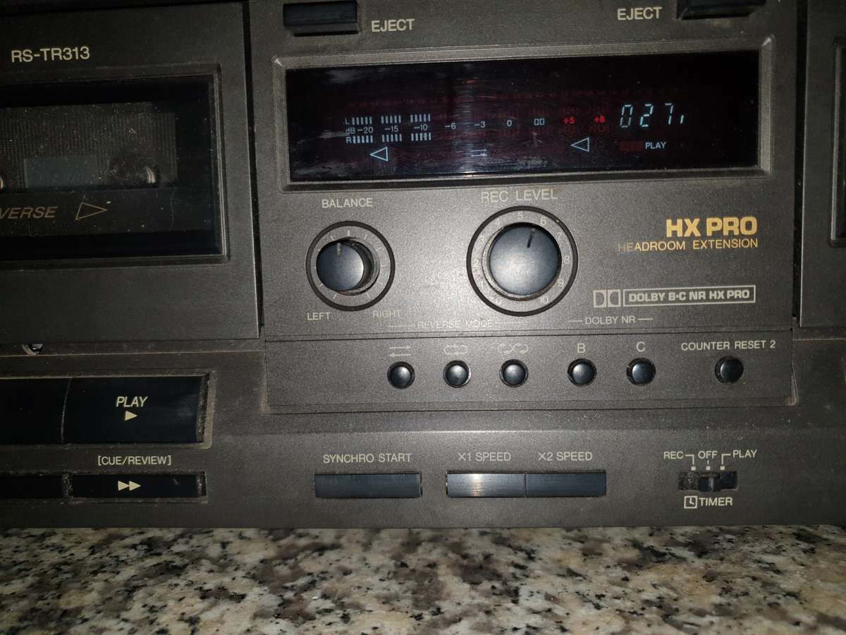 Technics Double Cassette Deck Rs-tr313 Dual Auto Reverse HX Pro Works