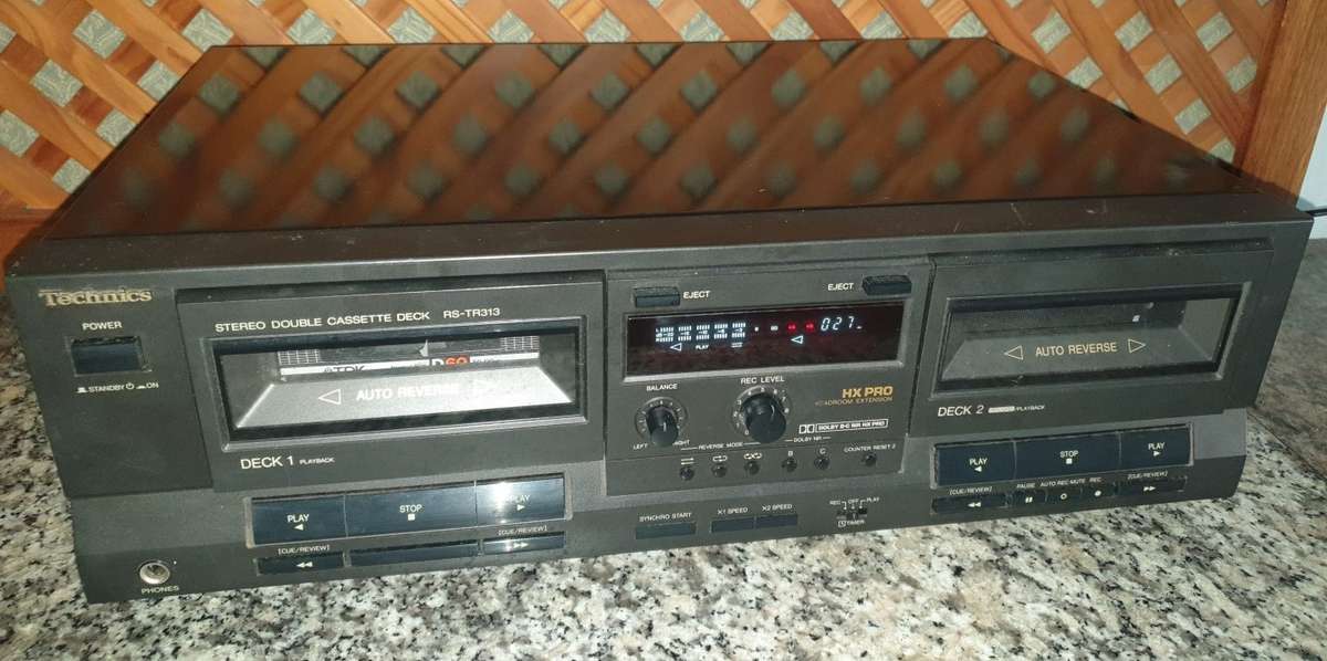 Technics Double Cassette Deck Rs-tr313 Dual Auto Reverse HX Pro Works