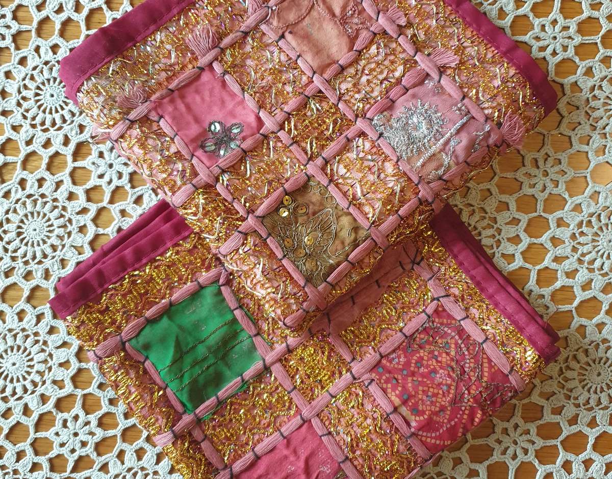 Two Handmade Indian Patchwork Cushion Covers