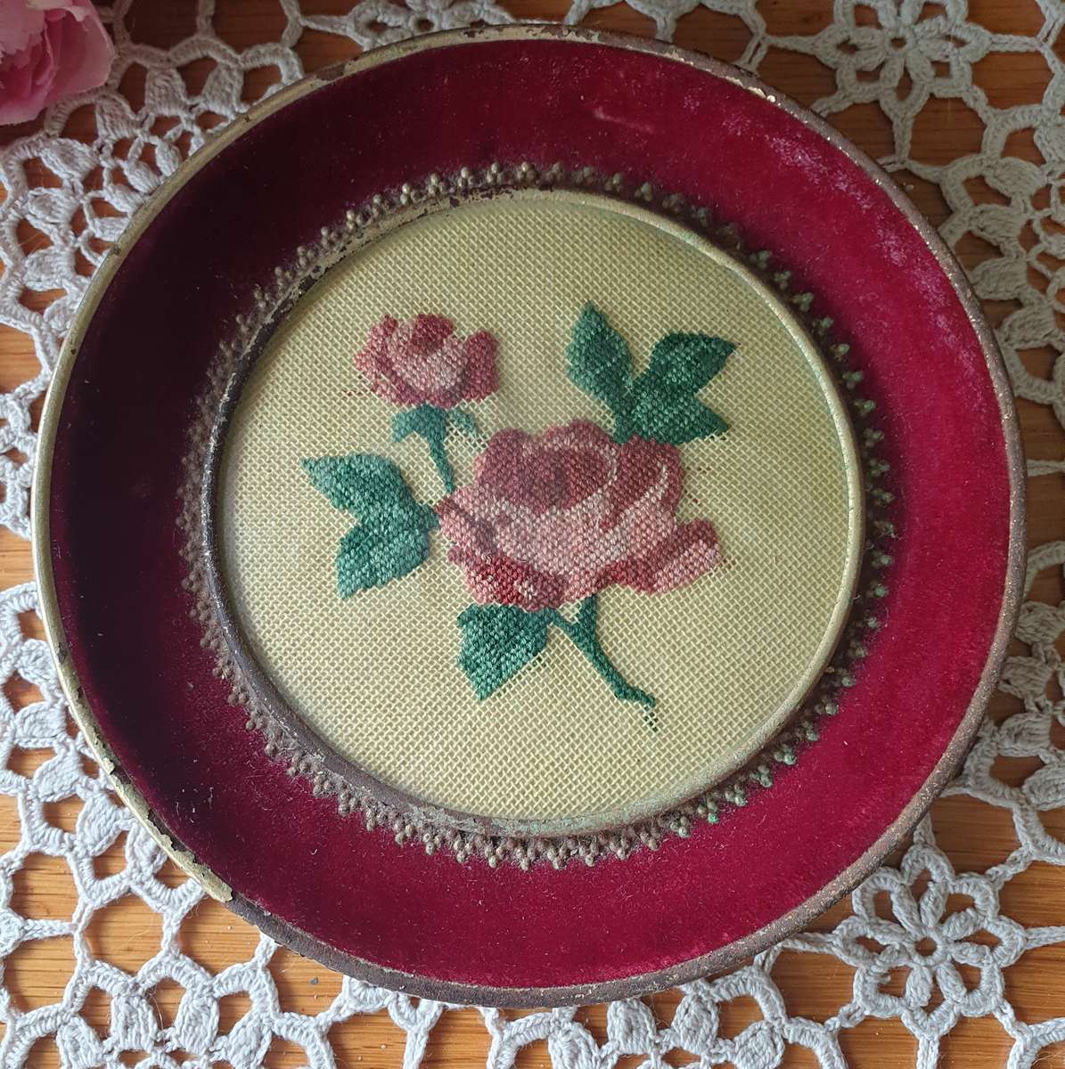 Vintage Embroidery Picture Frame