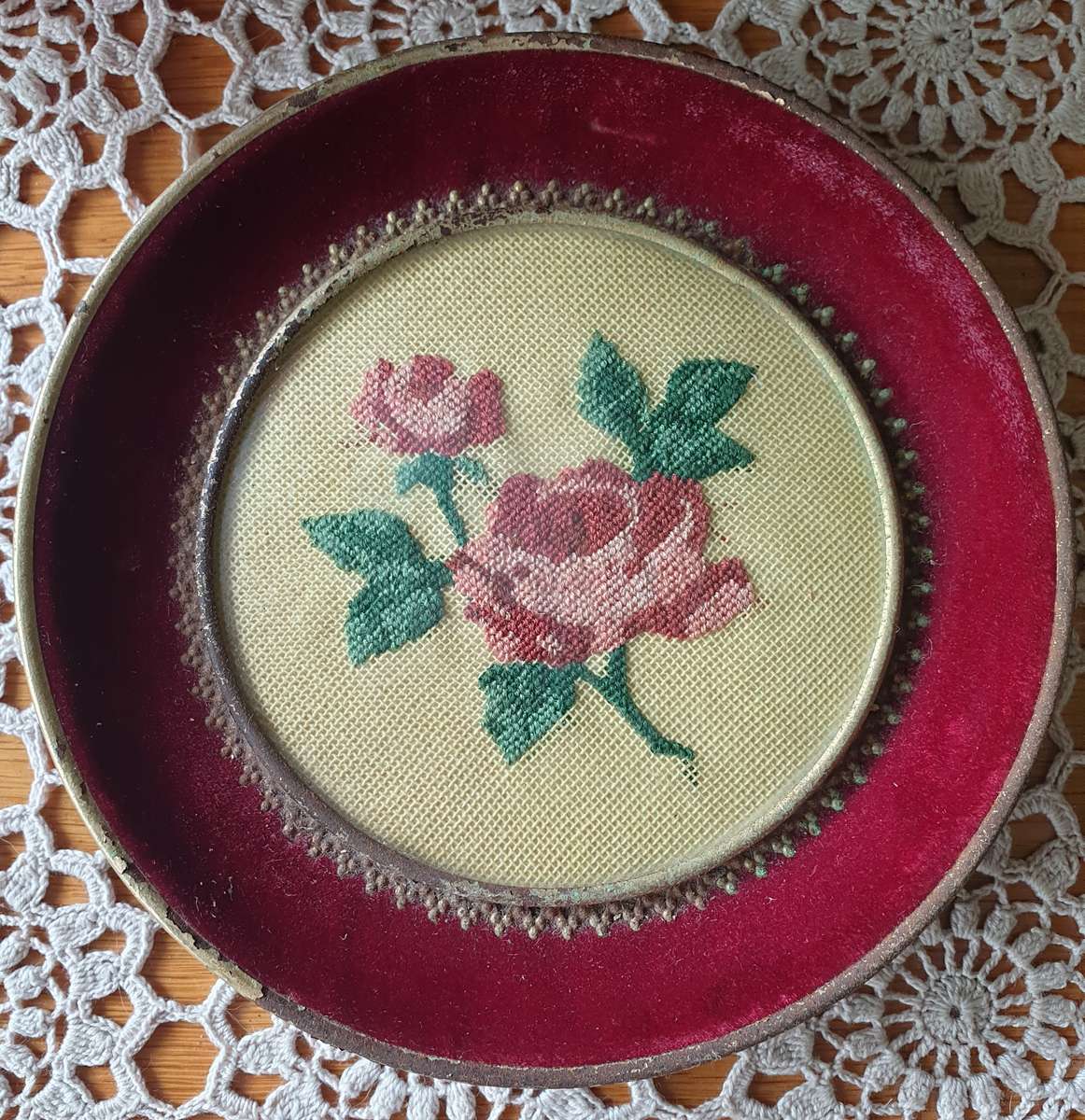 Vintage Embroidery Picture Frame