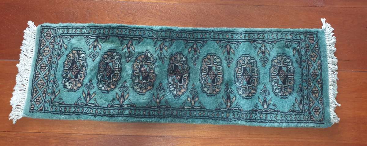 Pistachio Green Bokhara Rug | Hand knotted | Table Runner |