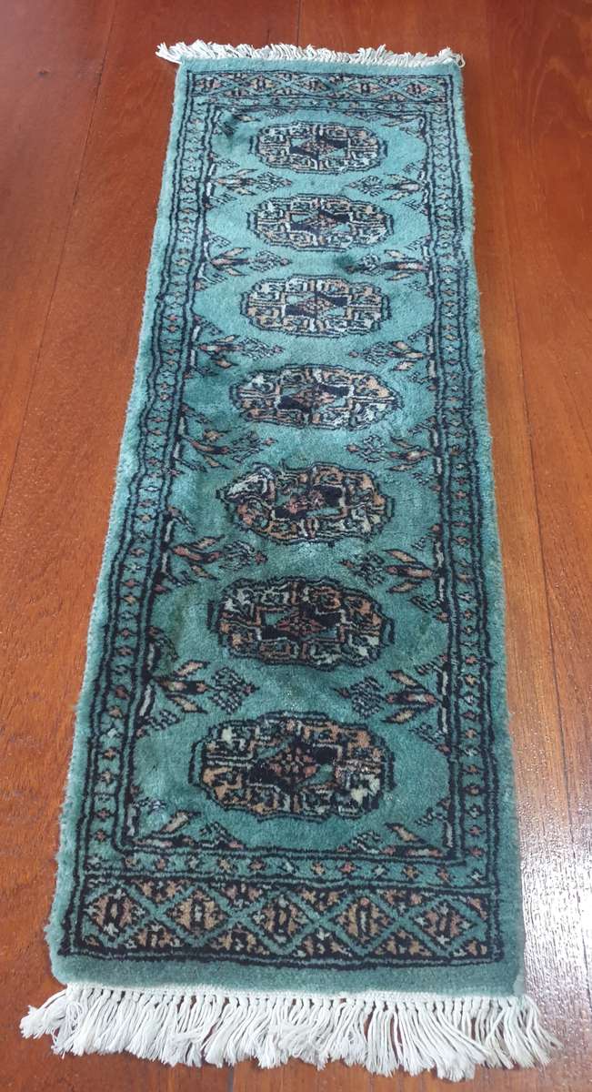 Pistachio Green Bokhara Rug | Hand knotted | Table Runner |