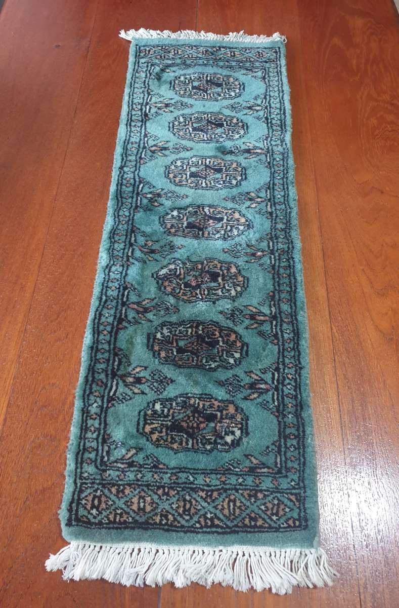 Pistachio Green Bokhara Rug | Hand knotted | Table Runner |