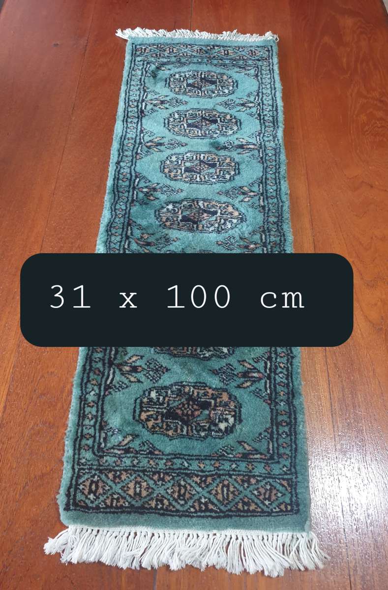 Pistachio Green Bokhara Rug | Hand knotted | Table Runner |