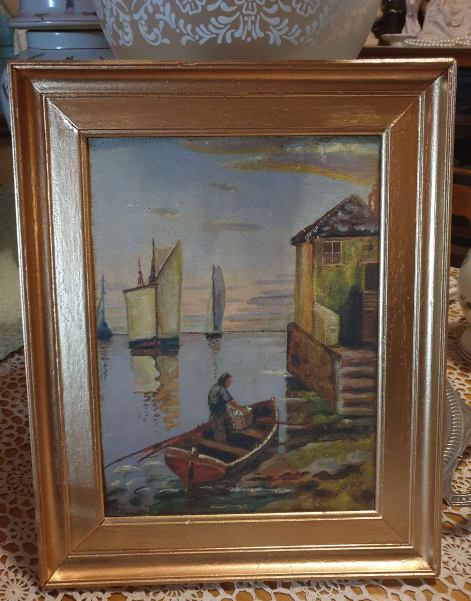 Painting in Wooden  Painted Frame | E. Mcmullin | ENGLAND | VINTAGE |