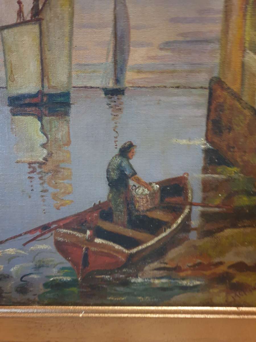 Painting in Wooden  Painted Frame | E. Mcmullin | ENGLAND | VINTAGE |