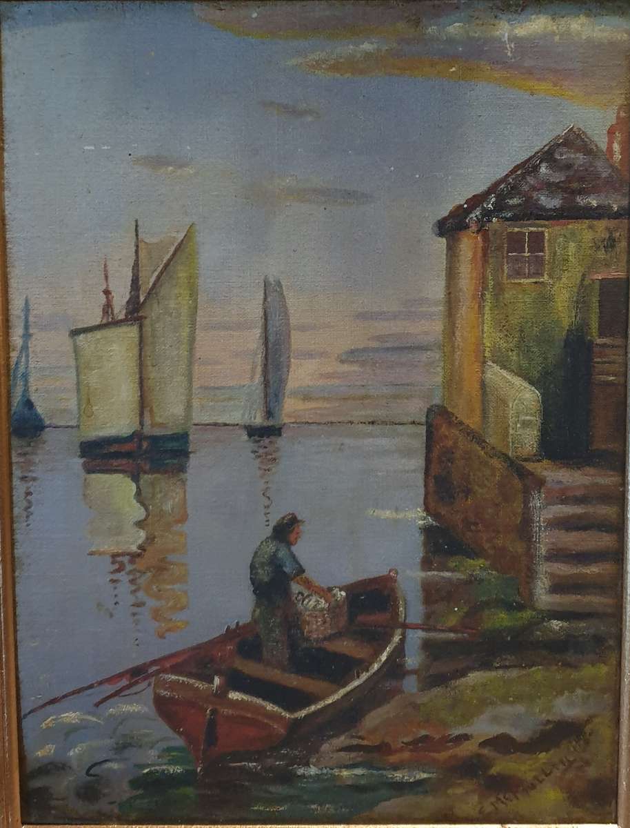 Painting in Wooden  Painted Frame | E. Mcmullin | ENGLAND | VINTAGE |