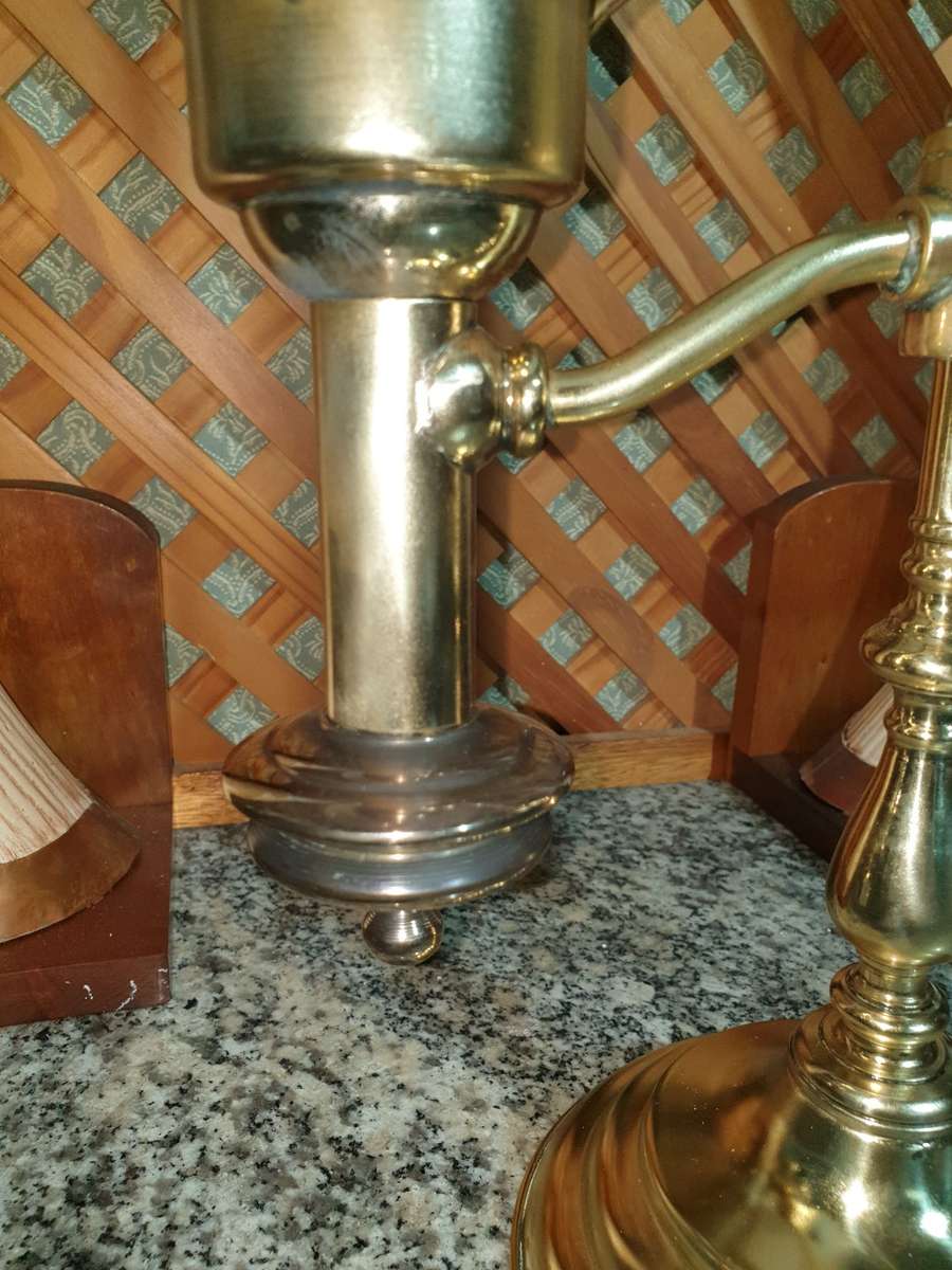 19TH CENTURY BRASS STUDENTS LAMP WITH ORIGINAL MILK GLASS SHADE - Only one for sale in South Africa