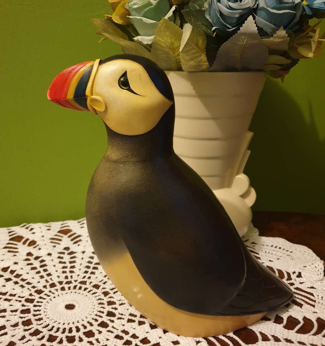Feathers of Knysna Gallery carved and hand painted Atlantic Puffin
