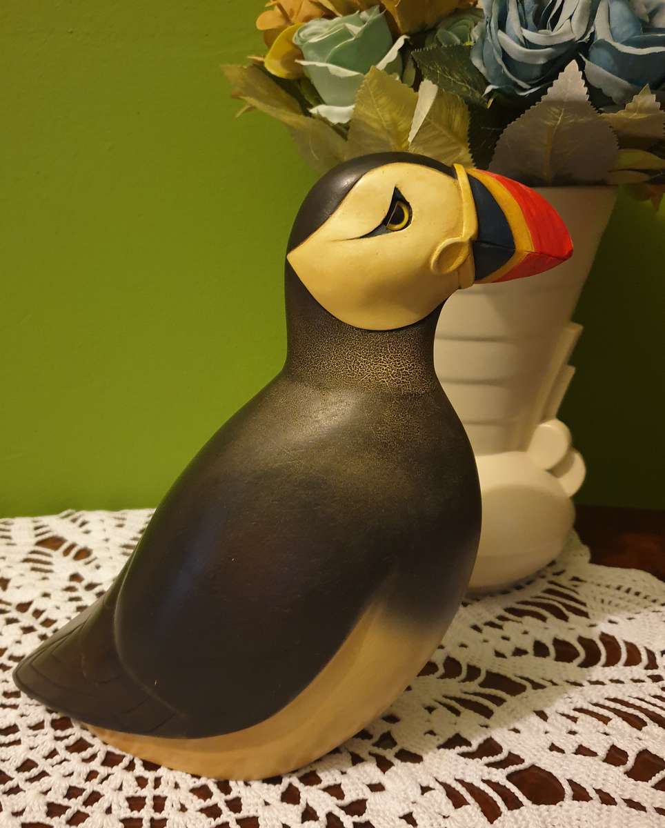 Feathers of Knysna Gallery carved and hand painted Atlantic Puffin