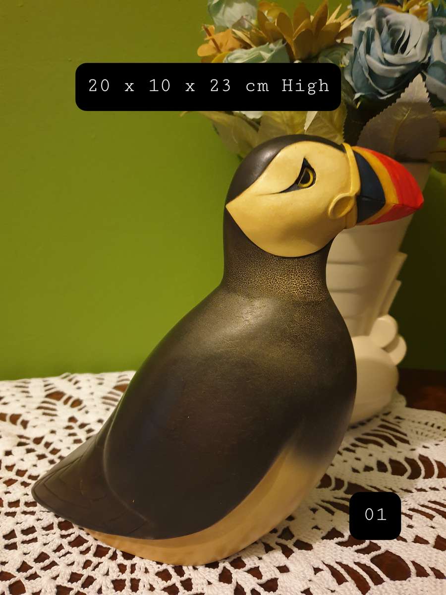 Feathers of Knysna Gallery carved and hand painted Atlantic Puffin